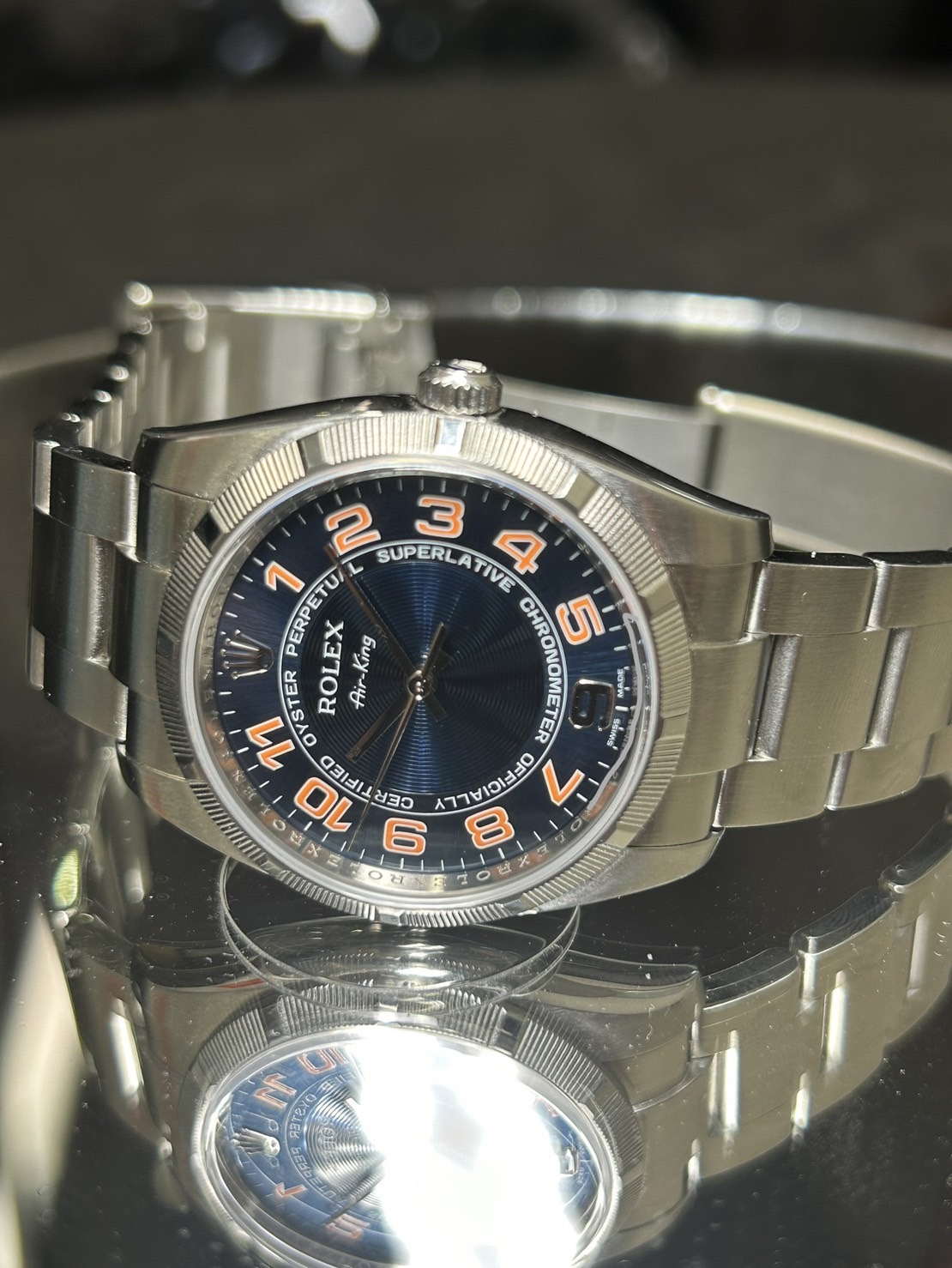 ROLEX(ロレックス)・エアキング・ブルーコンセントリック【2009年4月印】【中古品】【114210】