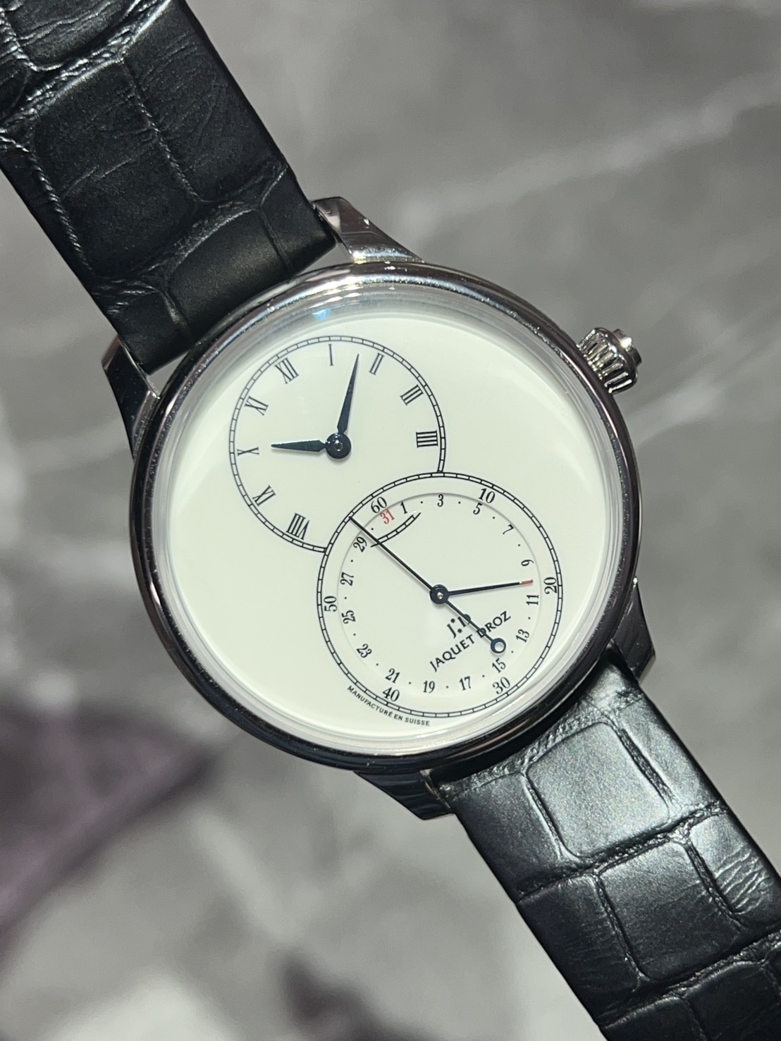 JAQUET DROZ (ジャケ ドロー) グランセコンド カンティエーム アイボリーエナメル【2024年12月印】【中古美品】【J007014200】