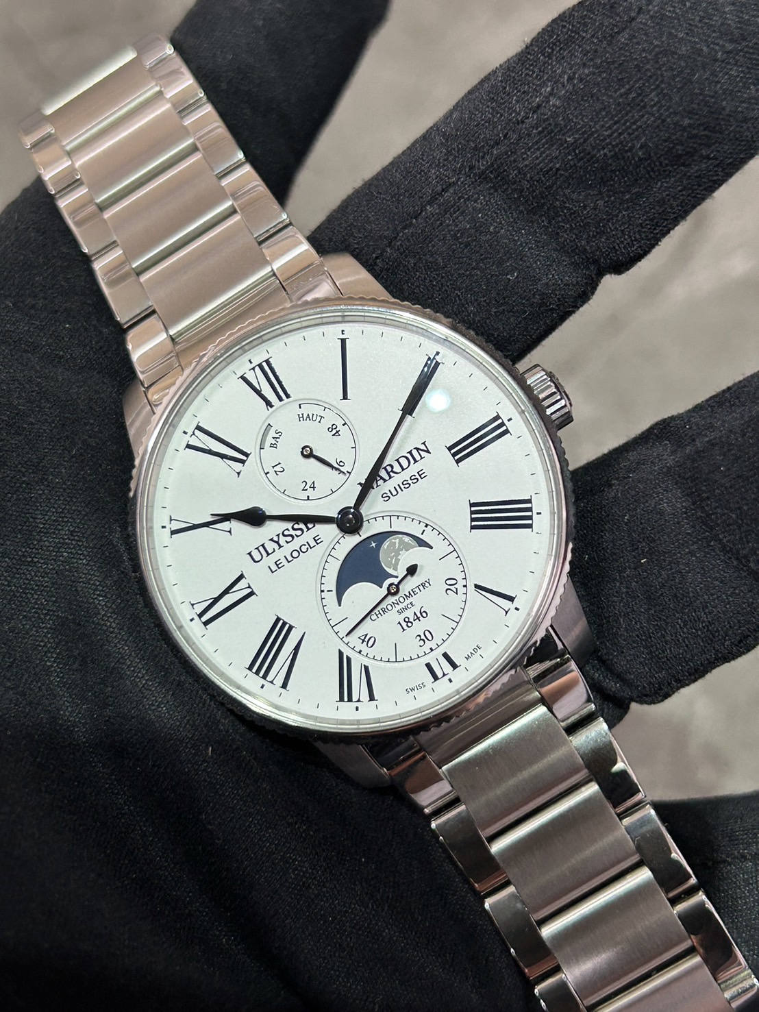 【限定300本】ULYSSE NARDIN(ユリス ナルダン)マリーントルピユール ムーンフェイズ【2021年10月印】【中古美品】【1193-310LE-0A-175/1A】