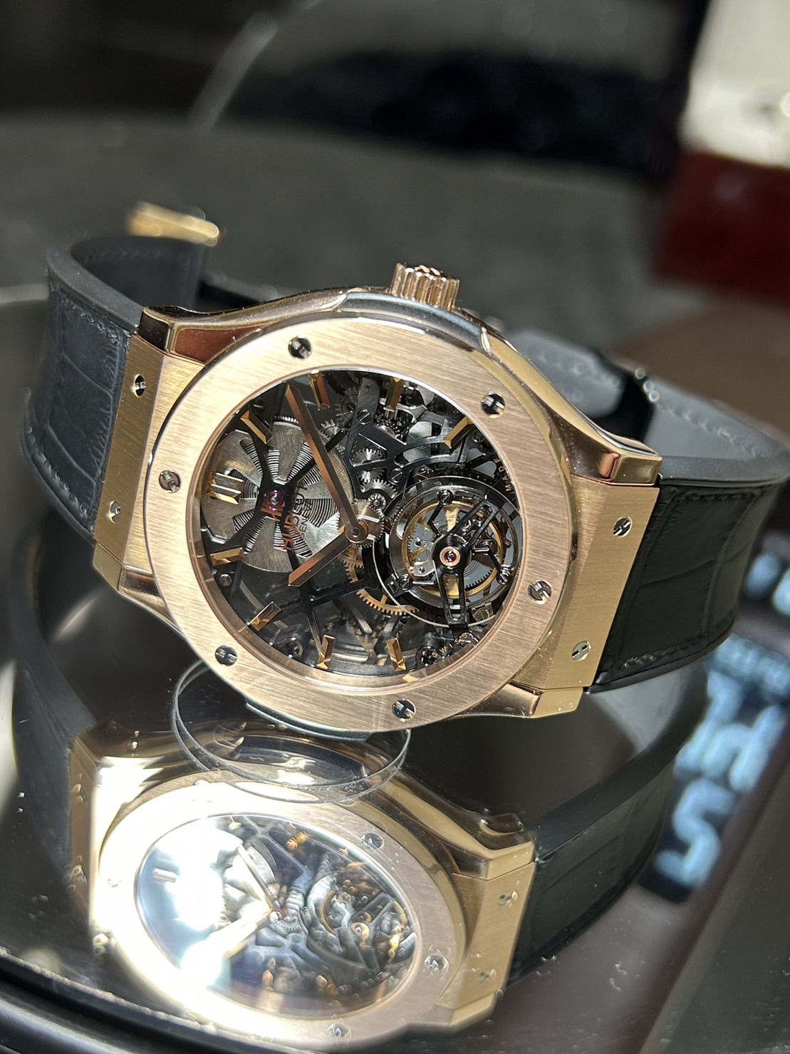 【限定99本】HUBLOT(ウブロ)・クラシックフュージョントゥールビヨン【2014年6月印】【中古品】【505.OX.0180.LR】