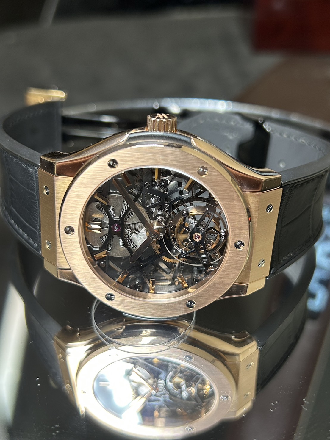 【限定99本】HUBLOT(ウブロ)・クラシックフュージョントゥールビヨン【2014年6月印】【中古品】【505.OX.0180.LR】