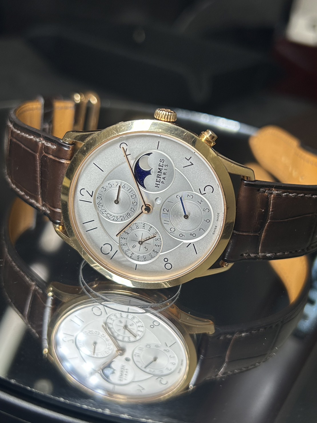 HERMES(エルメス)・スリムドゥエルメス・パーペチュアルカレンダー【2017年3月印】【中古品】【CA3.870】