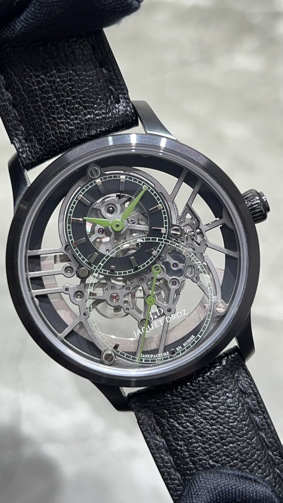 【限定28本】JAQUET DROZ (ジャケ ドロー) グラン セコンド スケルトン セラミック【保証書日付ブランク】【中古品】【J003525545】