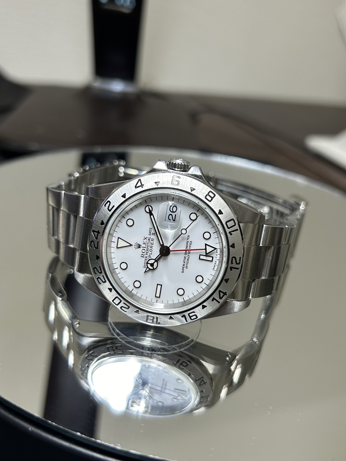 【N様、本日取り置き】ROLEX(ロレックス)・エクスプローラーⅡ【1998年5月印U番】【中古品】【16570】【ホワイト】